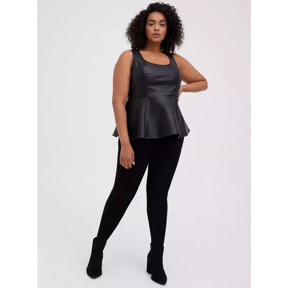 Torrid Faux Leather Peplum Top Women's Plus Size 5 Black Sleeveless - Picture 2 of 9
